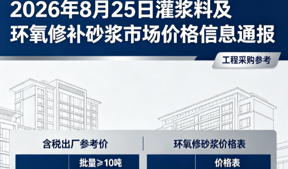 务川2026年8月25日灌浆料及环氧修补砂浆市场价格信息通报